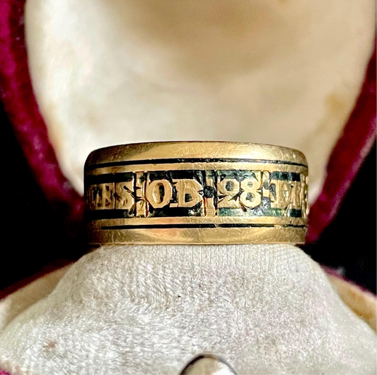Georgian Mourning Enamel Band in 18 Carat Gold; Circa 1816