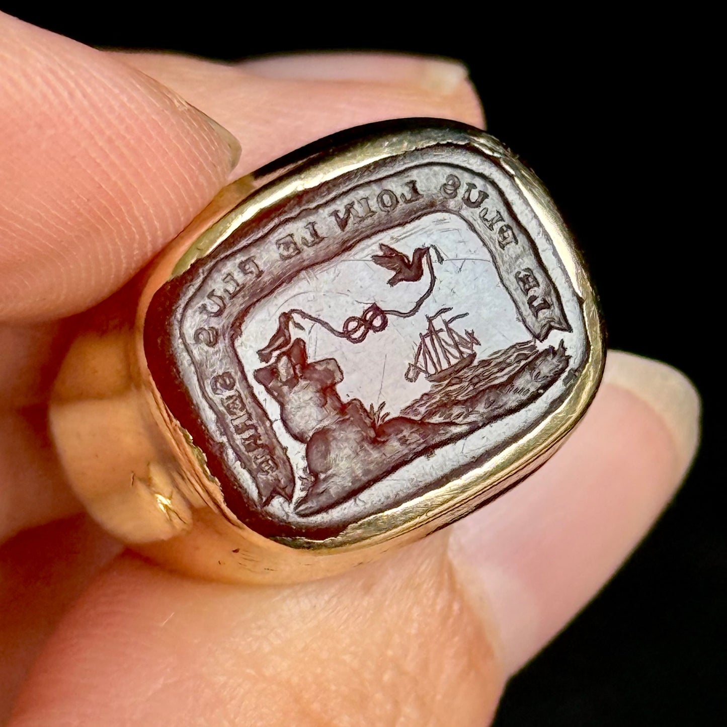 Antique Sentimental Intaglio Signet Ring