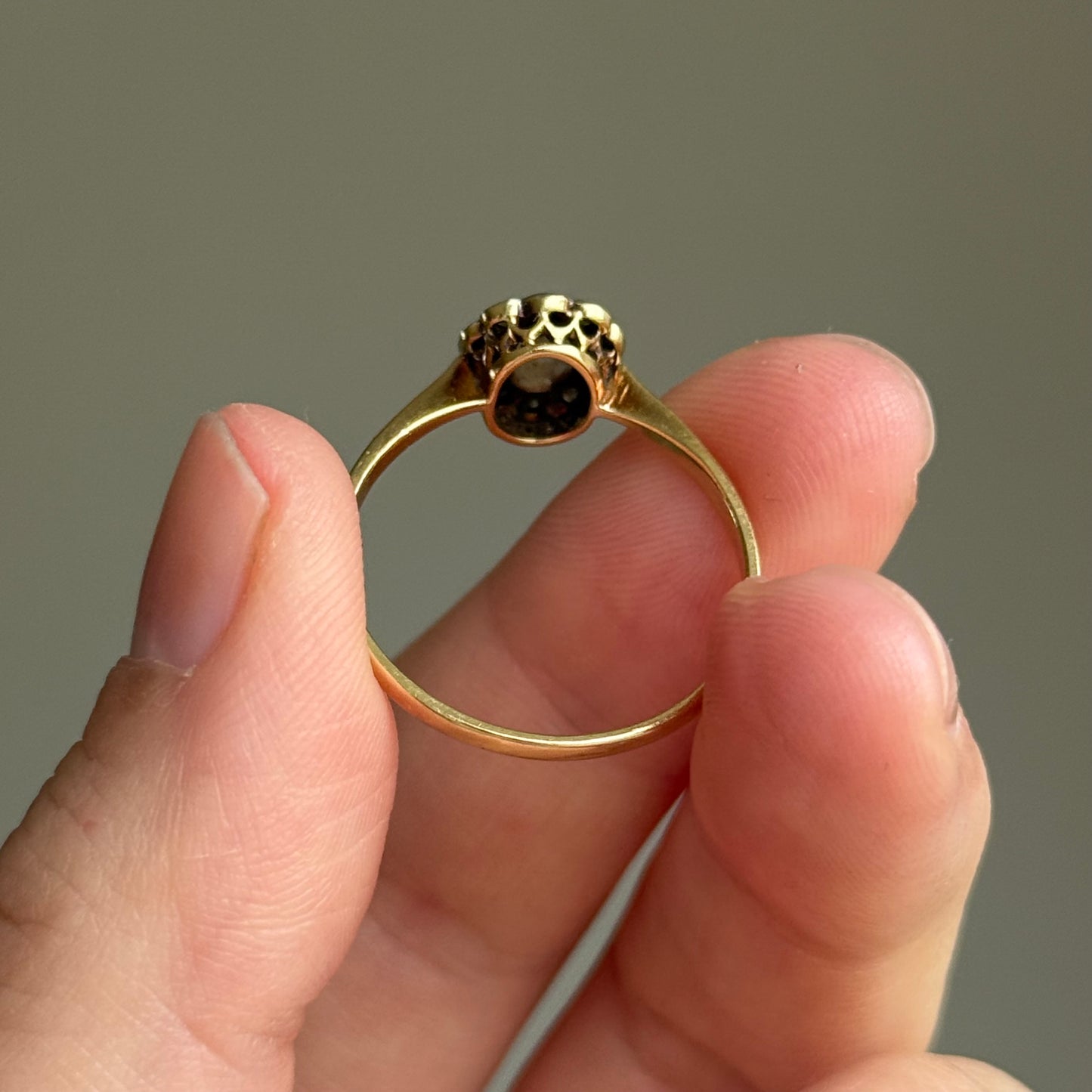 RARE Victorian Milk Tooth & Diamond Ring in 18 Carat Gold; Circa 1870