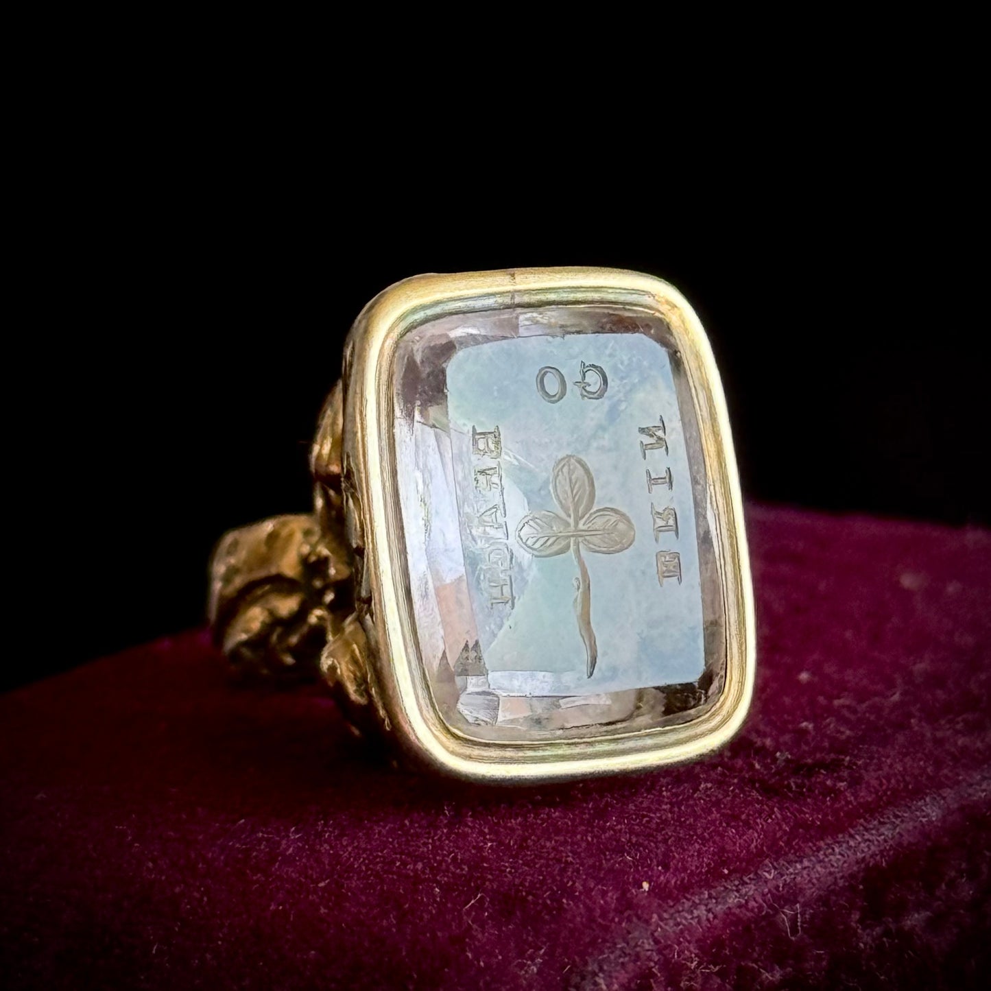 Antique Irish Motto Intaglio Fob Pendant; Circa 1880