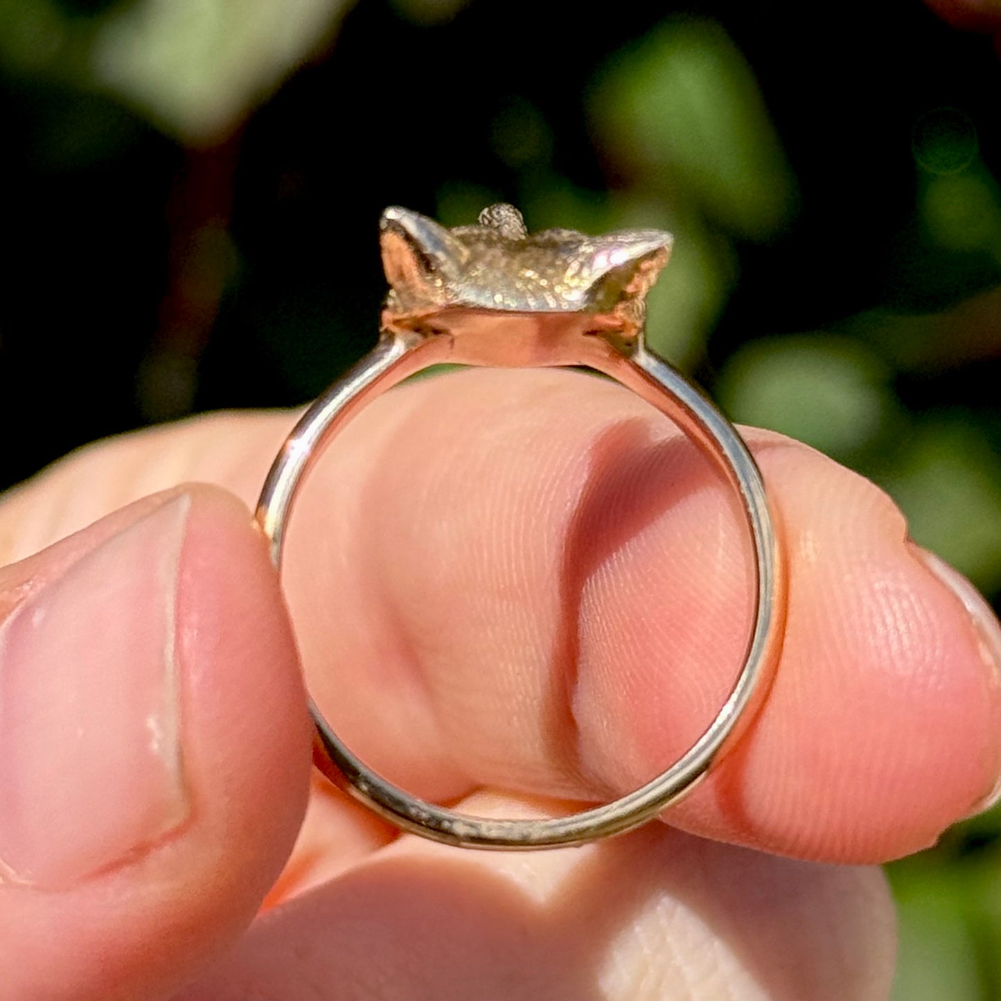 Antique Ruby Fox Head Ring in 9 Carat Gold