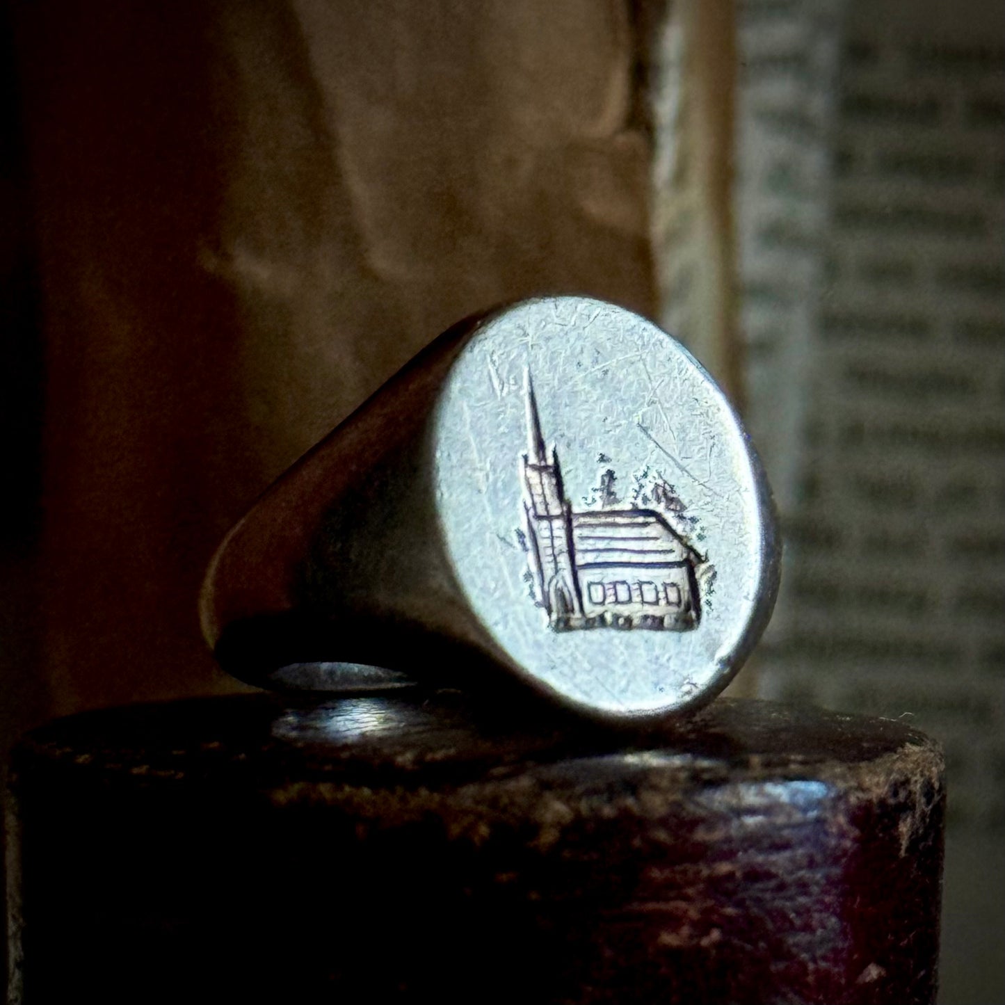 Antique Ecclesiastical Silver Signet Ring