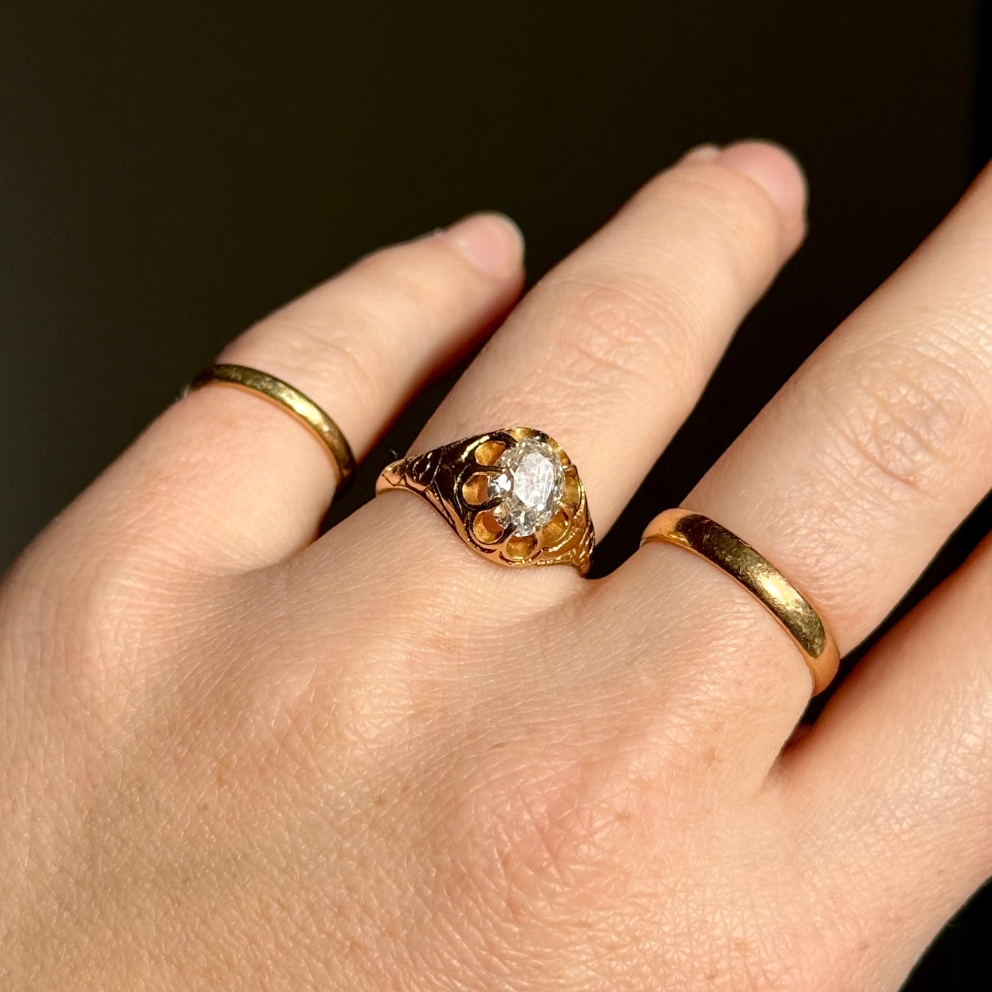 Antique Old Cut Diamond Ring in 15 Carat Gold; Circa 1870