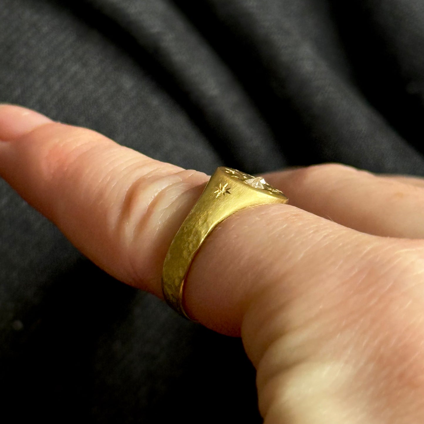 Celestial Diamond Signet Ring in 9 Carat Gold