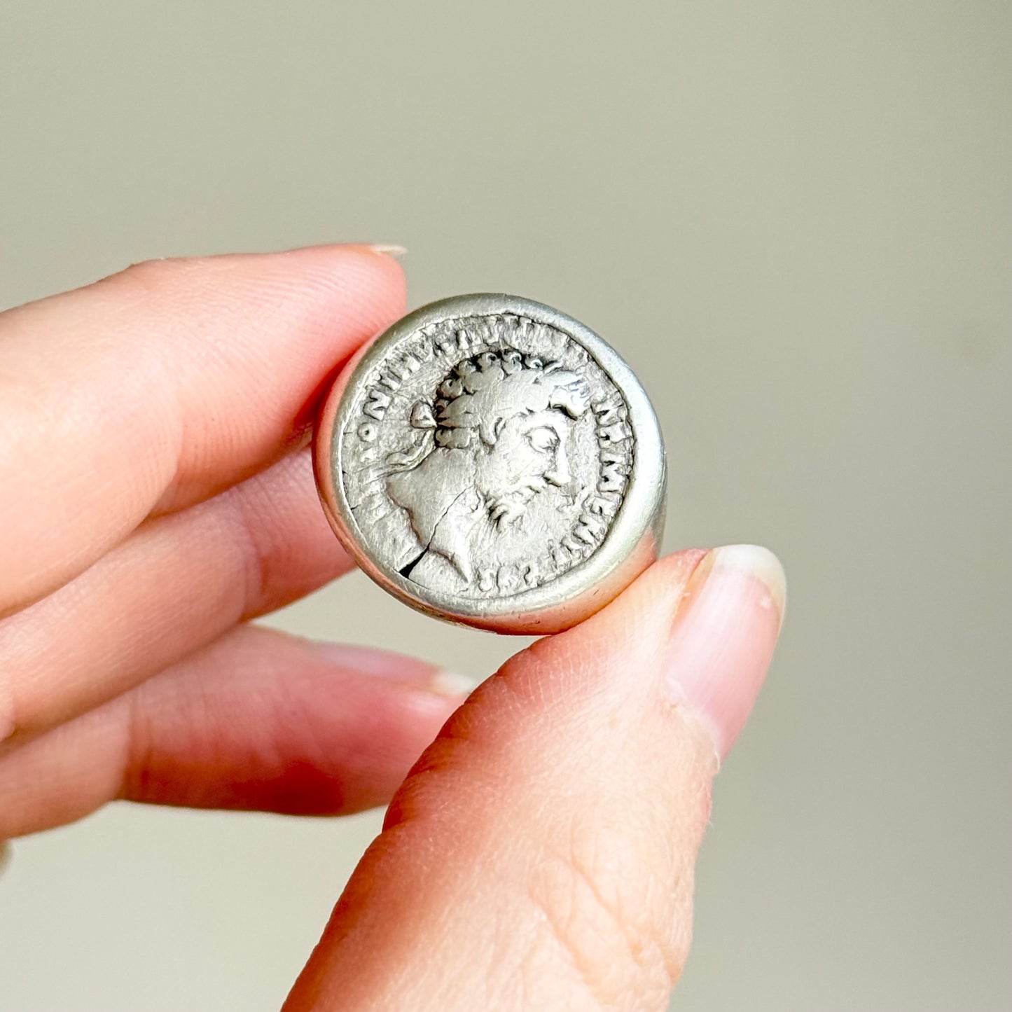 Roman Coin Ring Featuring Emperor Marcus Aurelius; 2nd Century AD
