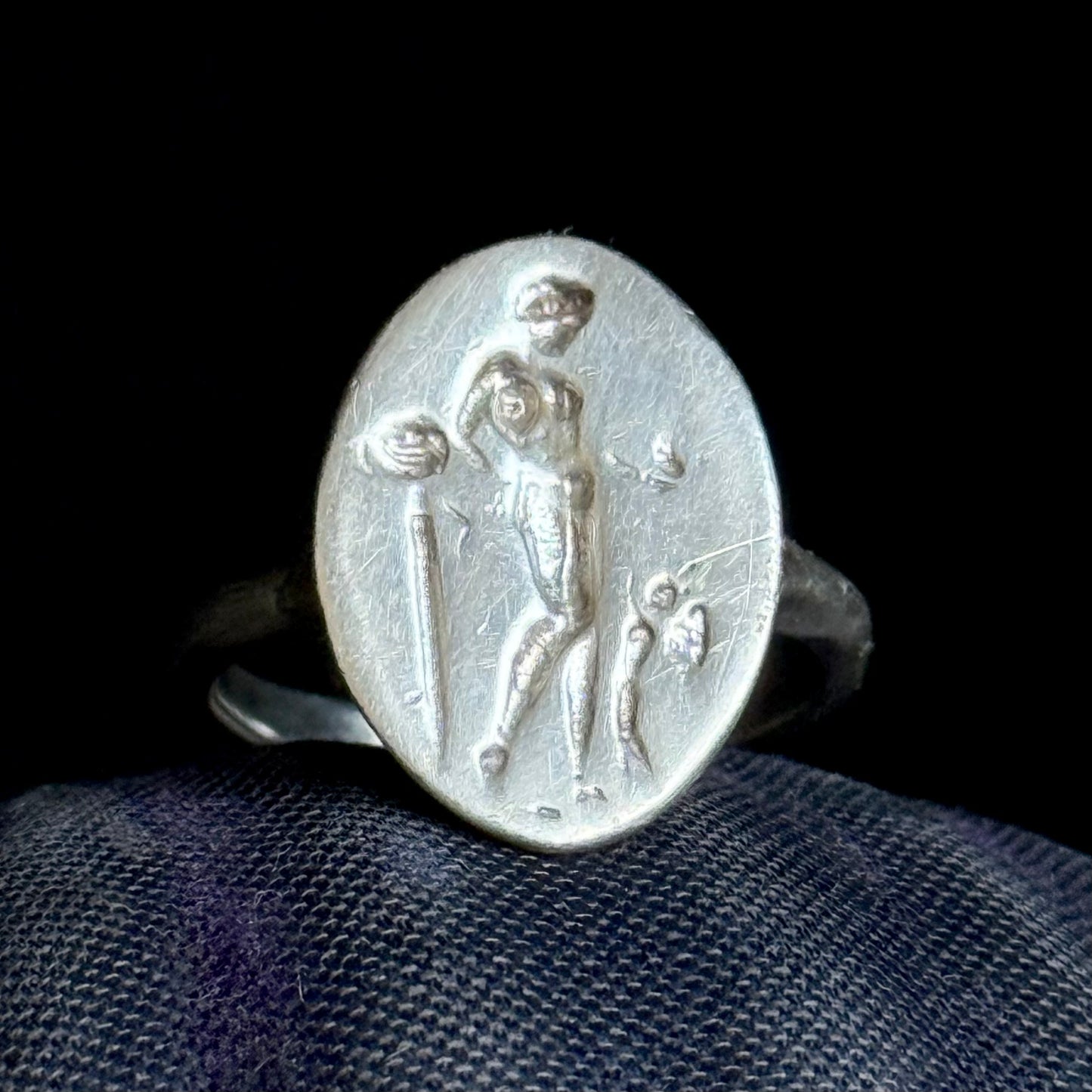 Sterling Silver Intaglio Signet Ring, Depicting Aphrodite and Eros Inspired by an Ancient Greek Original