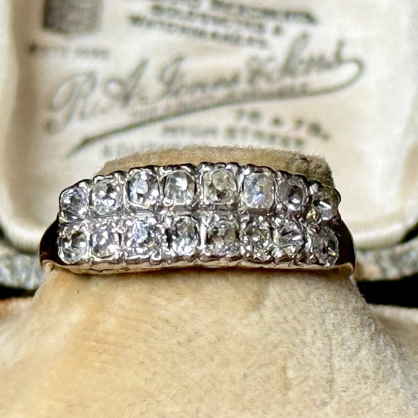 Antique Victorian Double Row Diamond Ring in 15 Carat Gold