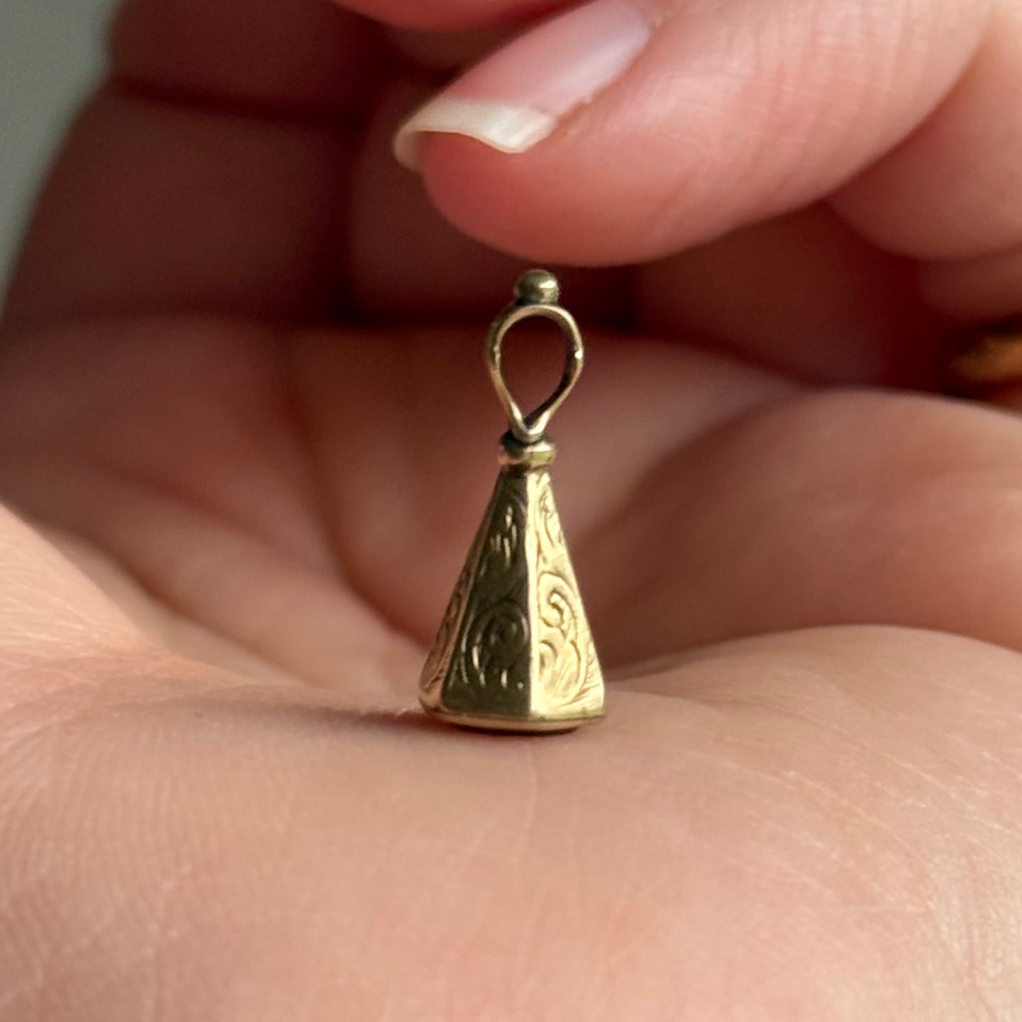 Antique Tiny Intaglio Fob Pendant in 9 Carat Gold; Circa 1880