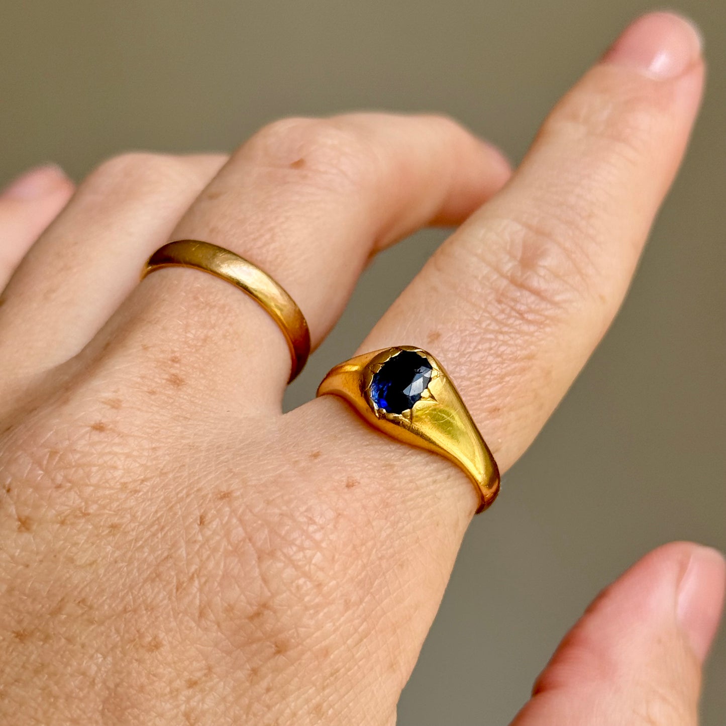 Victorian Sapphire Ring in 22 Carat Gold ; Circa 1880