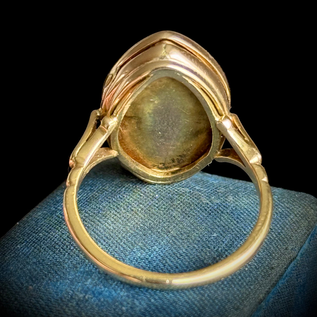 Antique Monogram Marquise Poison Ring in 18 Carat Gold; Circa 1900