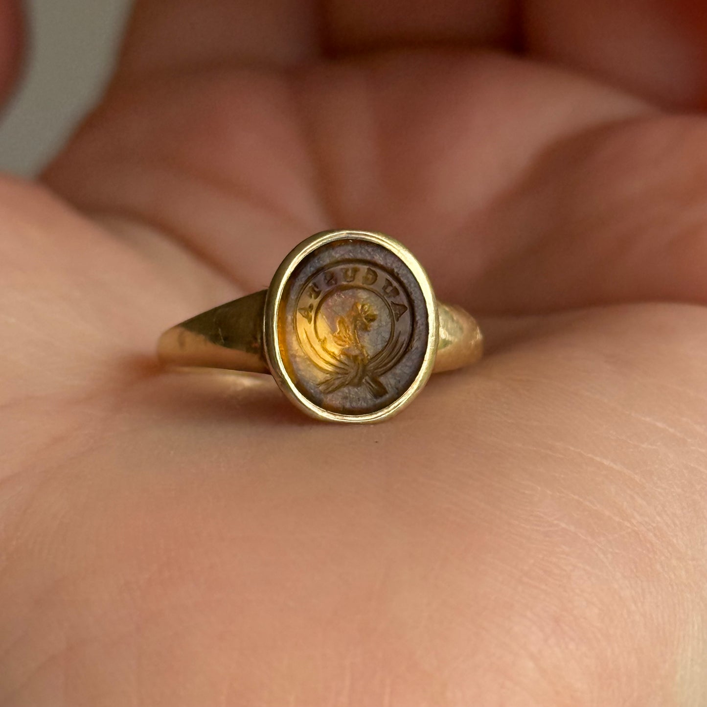 Antique 'Augusta' Citrine Intaglio Signet Ring