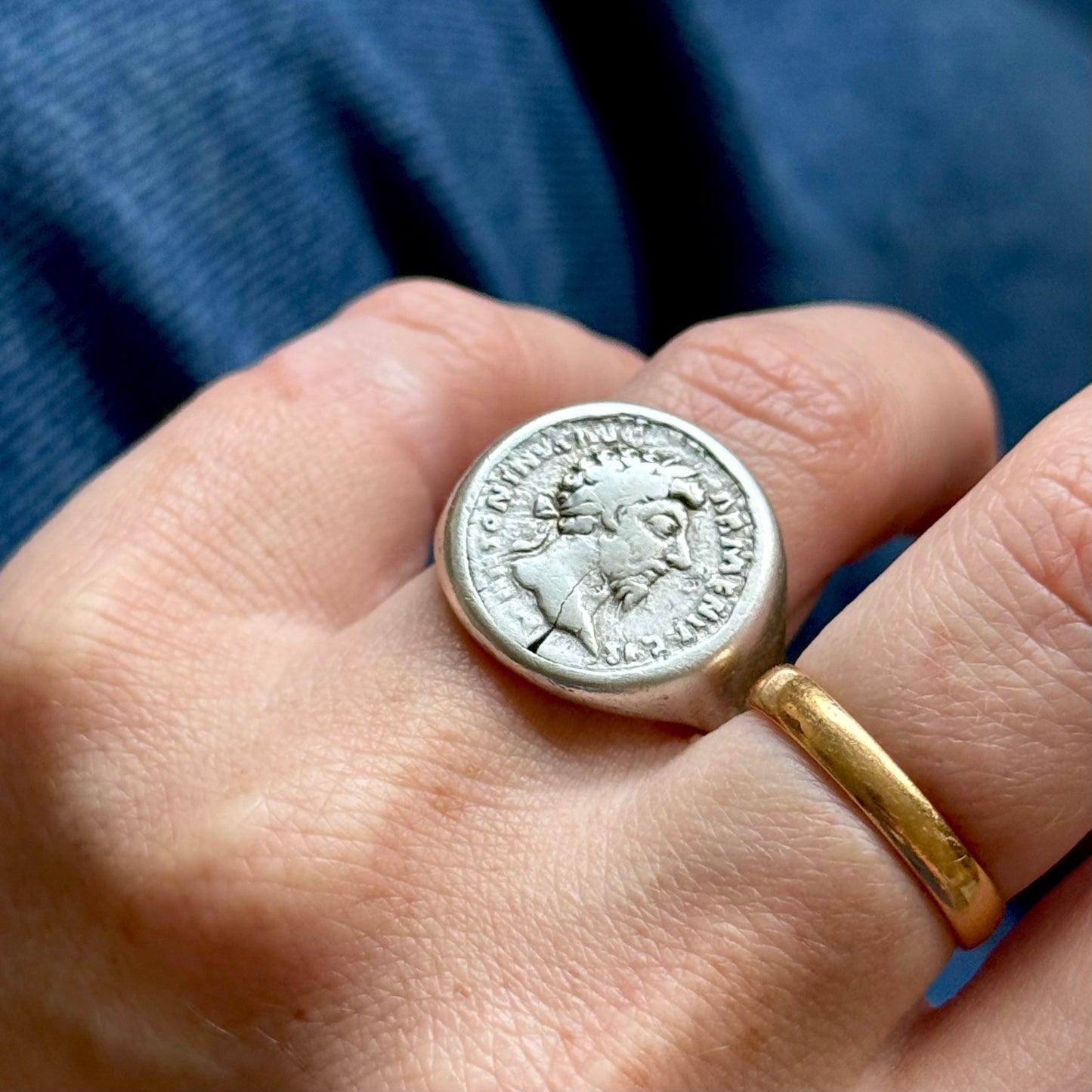 Roman Coin Ring Featuring Emperor Marcus Aurelius; 2nd Century AD