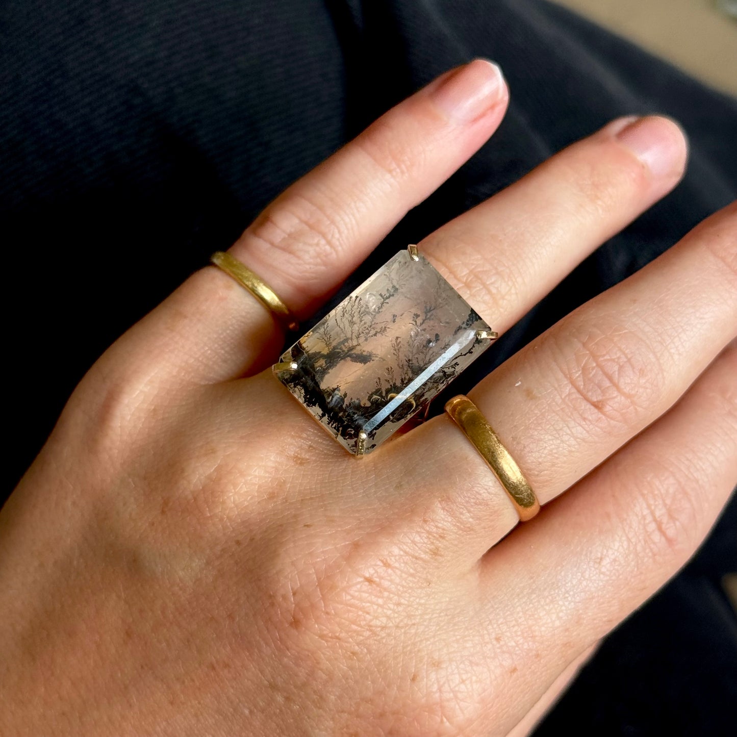 Substantial Vintage Dendritic Agate Ring in 18 Carat Gold