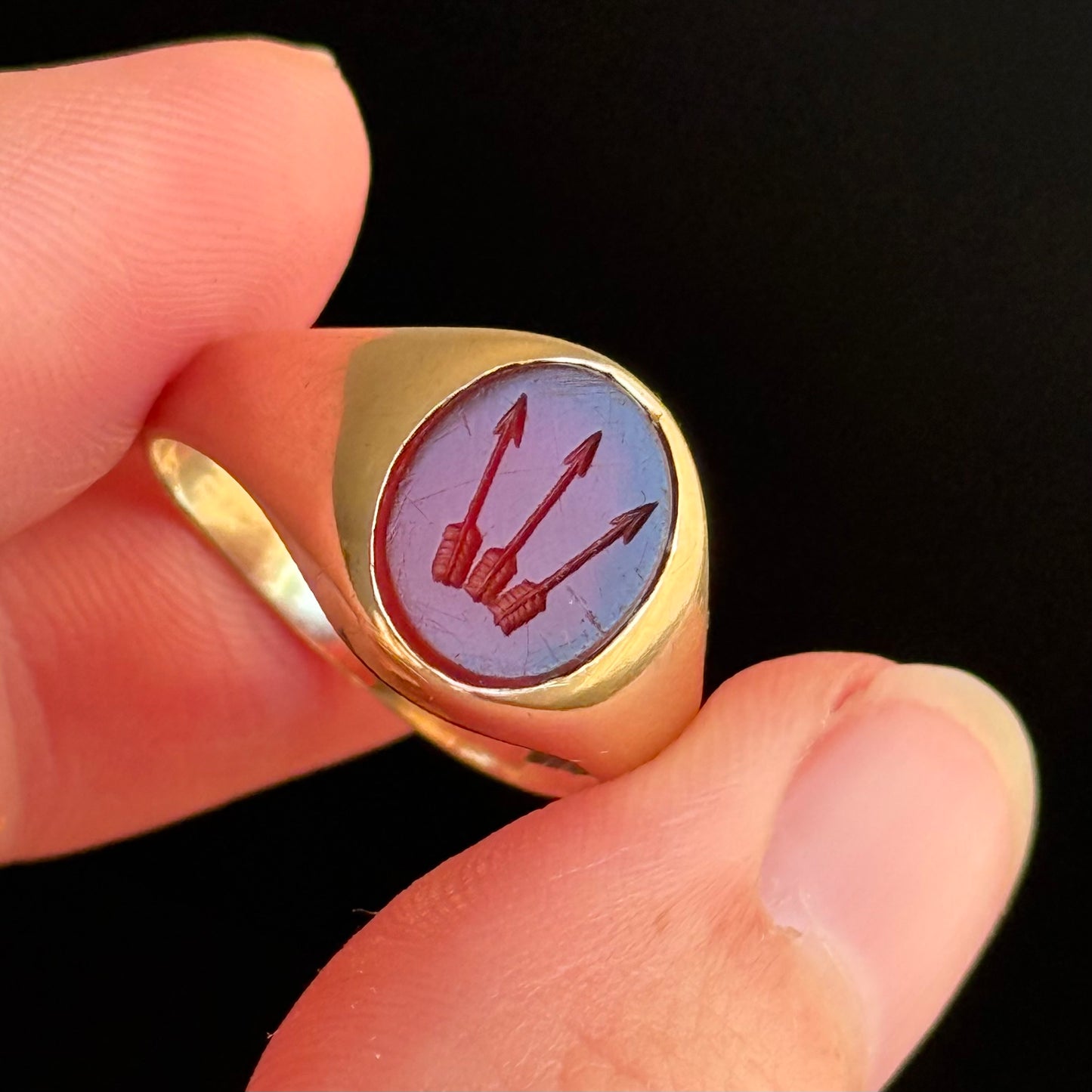 Vintage Carnelian Arrow Intaglio Ring
