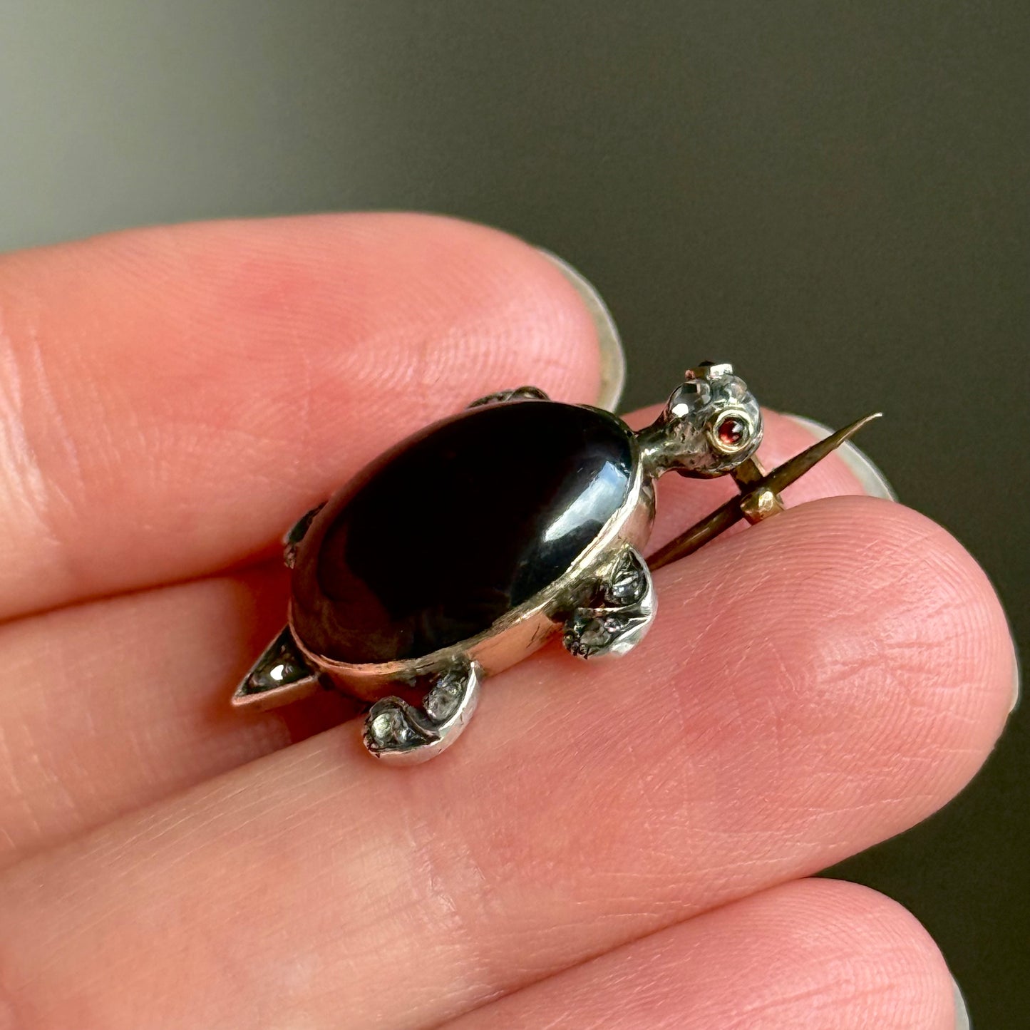 Early Victorian Garnet & Diamond Turtle Brooch