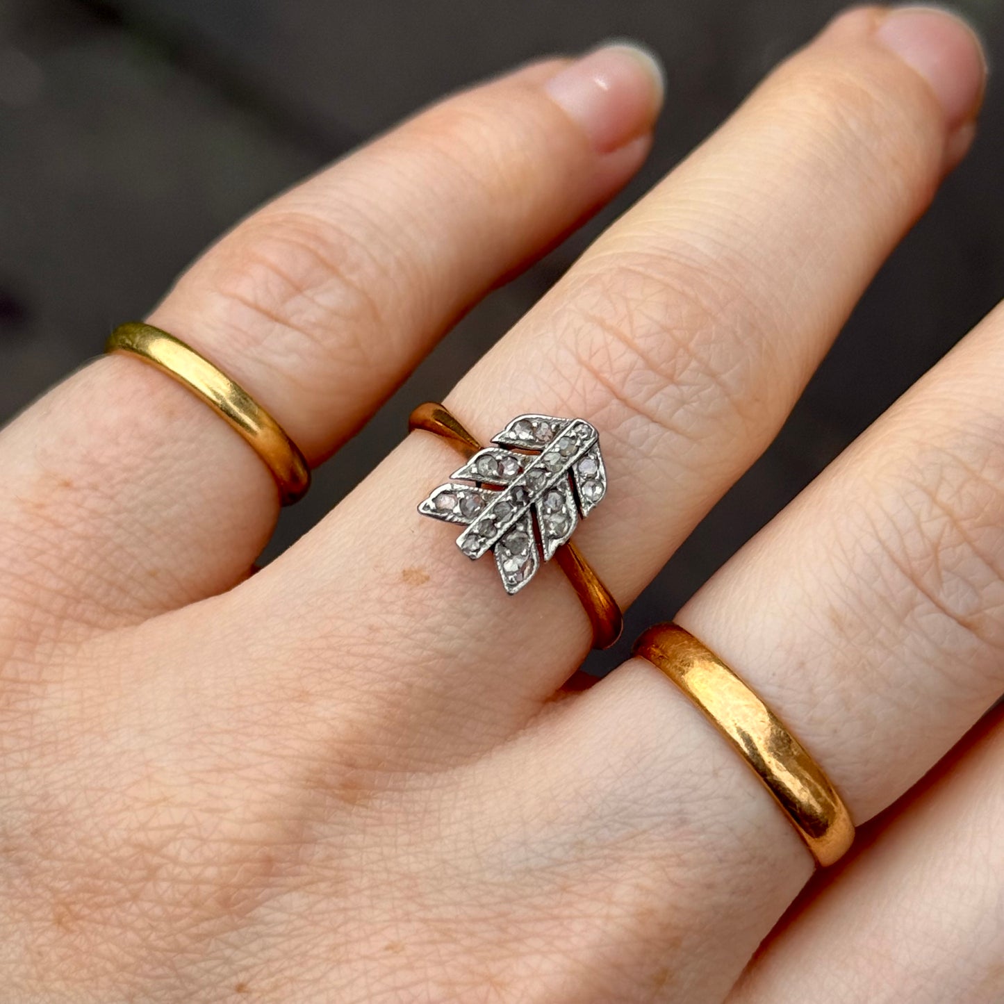 Antique Victorian Diamond Arrow Ring in 18 Carat Gold; Circa 1890