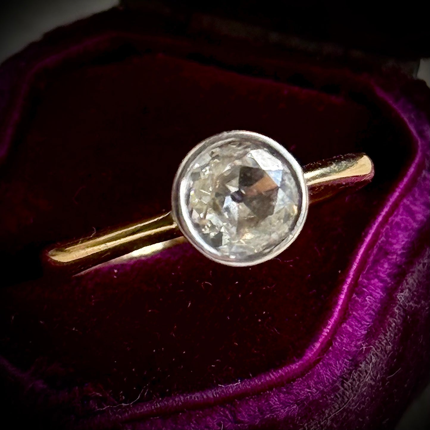 Old Cut Diamond Solitaire Ring in 18 Carat Gold