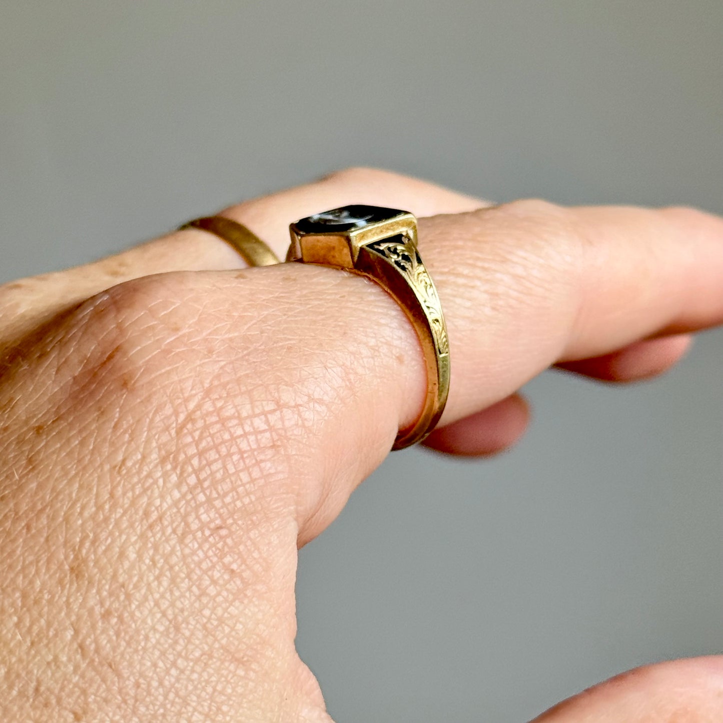 Early Victorian Ouroboros Intaglio Mourning Ring ; Circa 1840