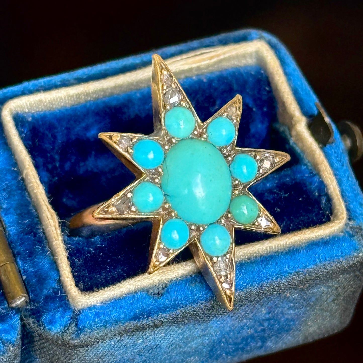 Antique Turquoise & Diamond Star ring