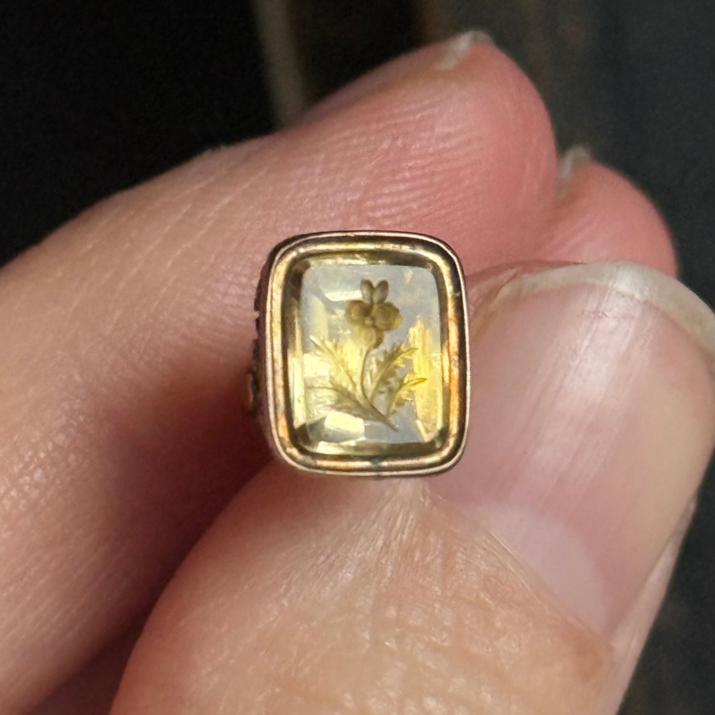 Antique Sentimental Violet Intaglio Fob; Circa 1850