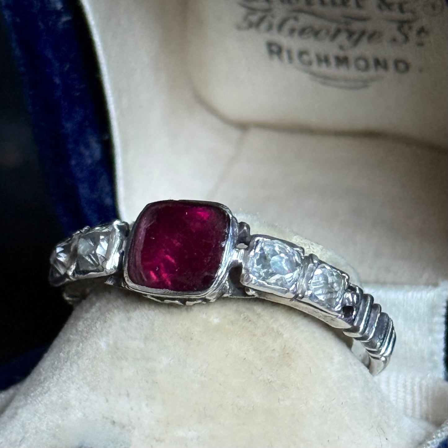 Antique Diamond & Garnet Ring; Circa 1840