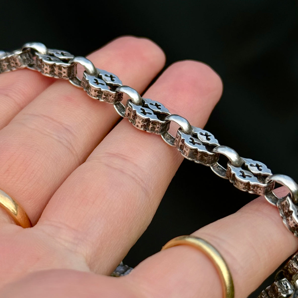 Antique Victorian Star Bracelet in Silver; Circa 1889