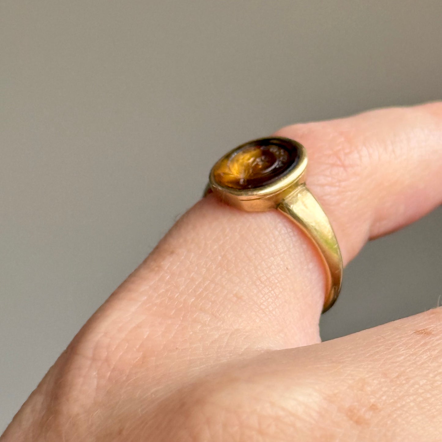 Antique 'Augusta' Citrine Intaglio Signet Ring