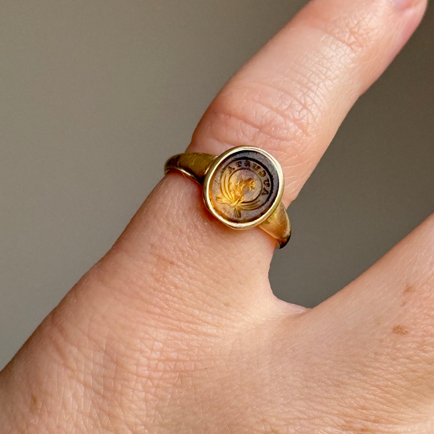 Antique 'Augusta' Citrine Intaglio Signet Ring