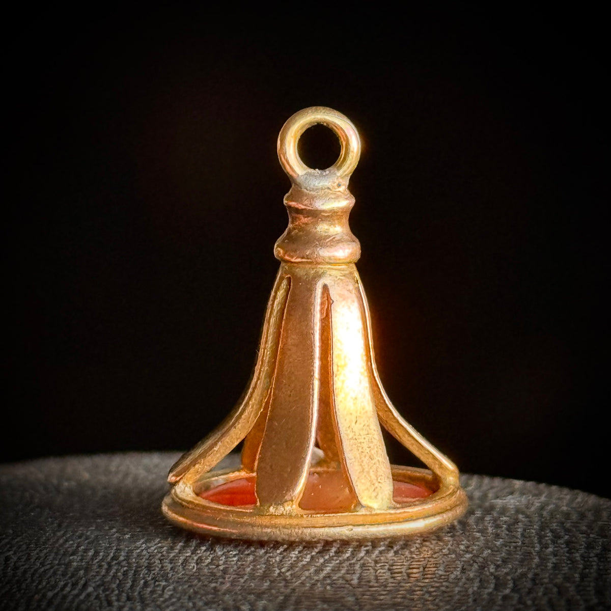 Antique Bird Carnelian Intaglio Fob Pendant; Circa 1830