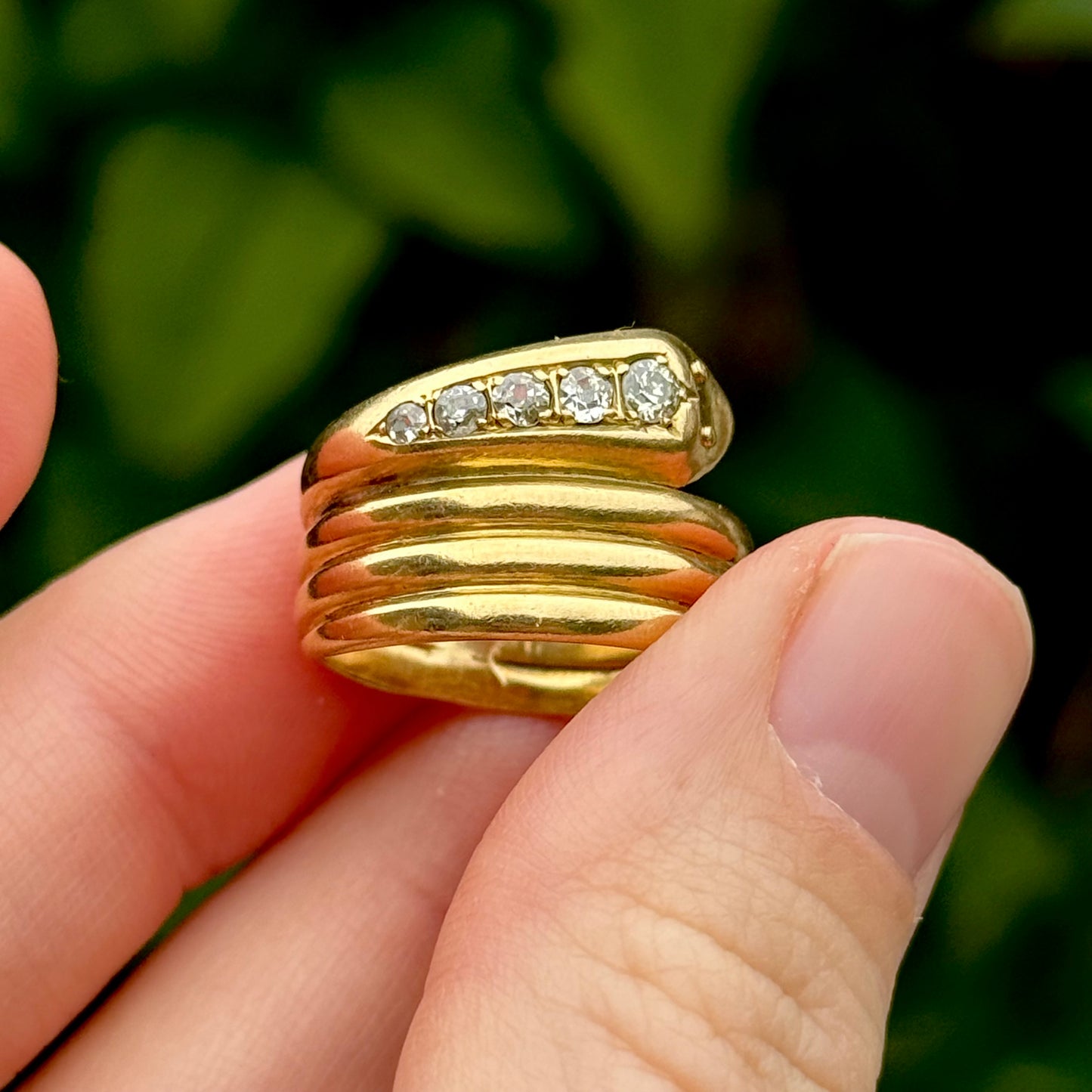 Superb Antique Diamond Snake Ring in 18 Carat Gold; Circa 1912