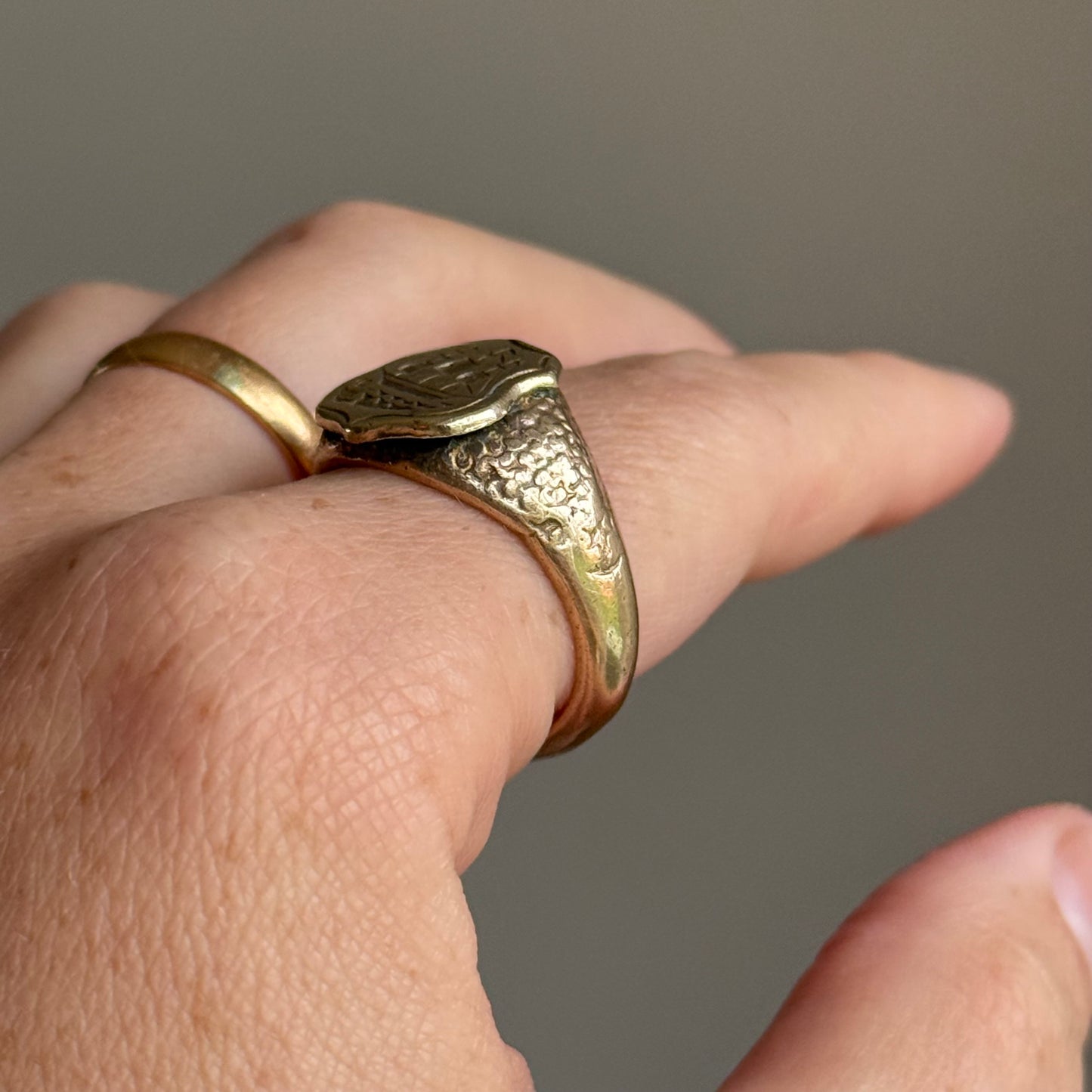 Victorian Heavy Nautical Ship Intaglio Signet ring; Circa 1880