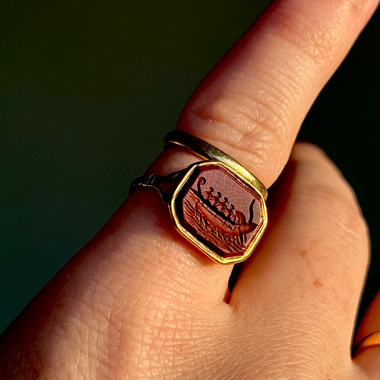 Sublime Jasper Intaglio Ring in 14 Carat Gold
