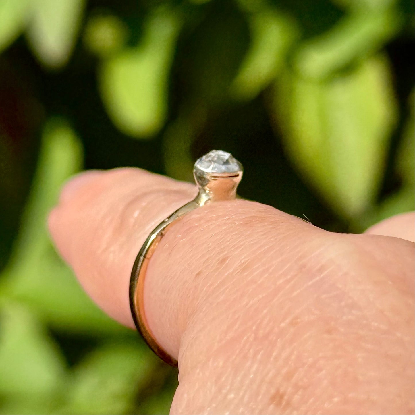 Vintage Rose Cut Solitaire Ring in 9 Carat Gold