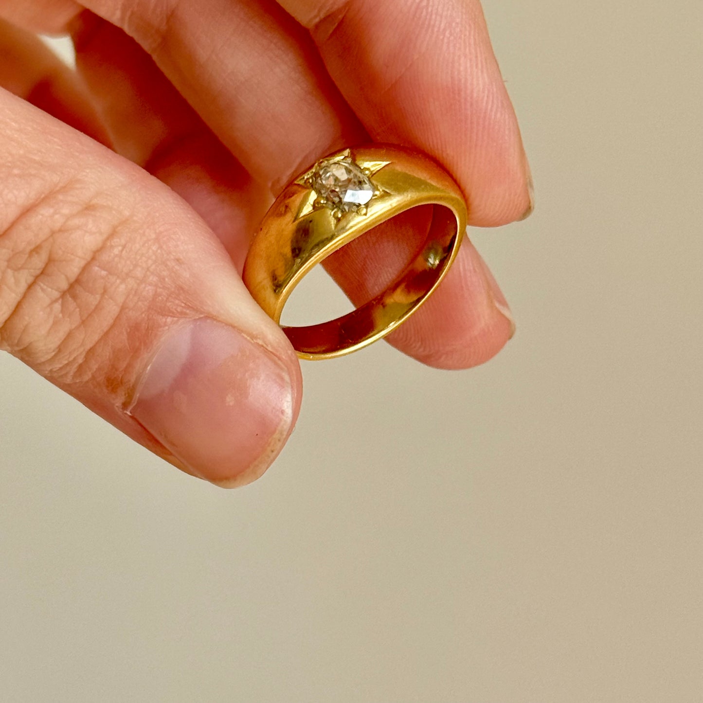 Victorian Oval Old Cut Ring in 18 Carat Gold; Circa 1880
