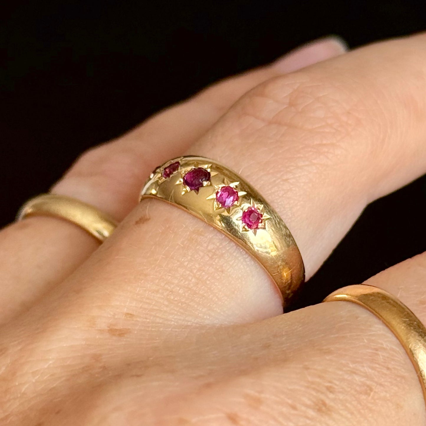 Antique Victorian Ruby Ring in 18 Carat Gold; Circa 1889