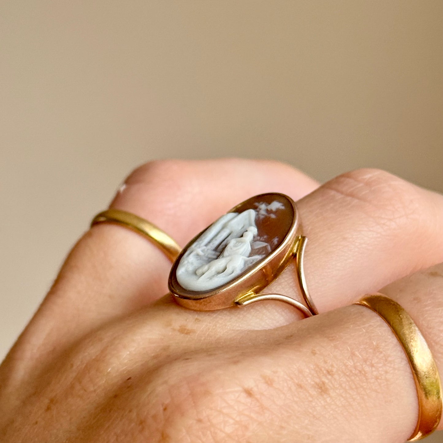Georgian Enamel & Hair Mourning Ring in 15 Carat Gold; Circa 1781