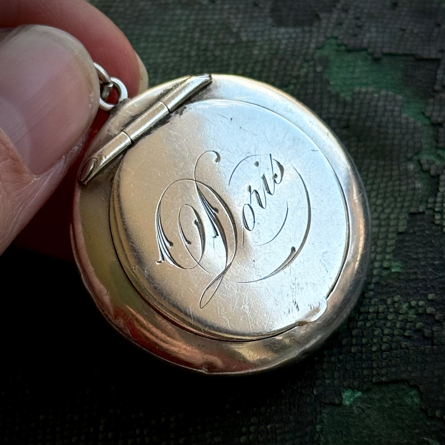Antique 'Dorris' Sterling Silver Compact Locket