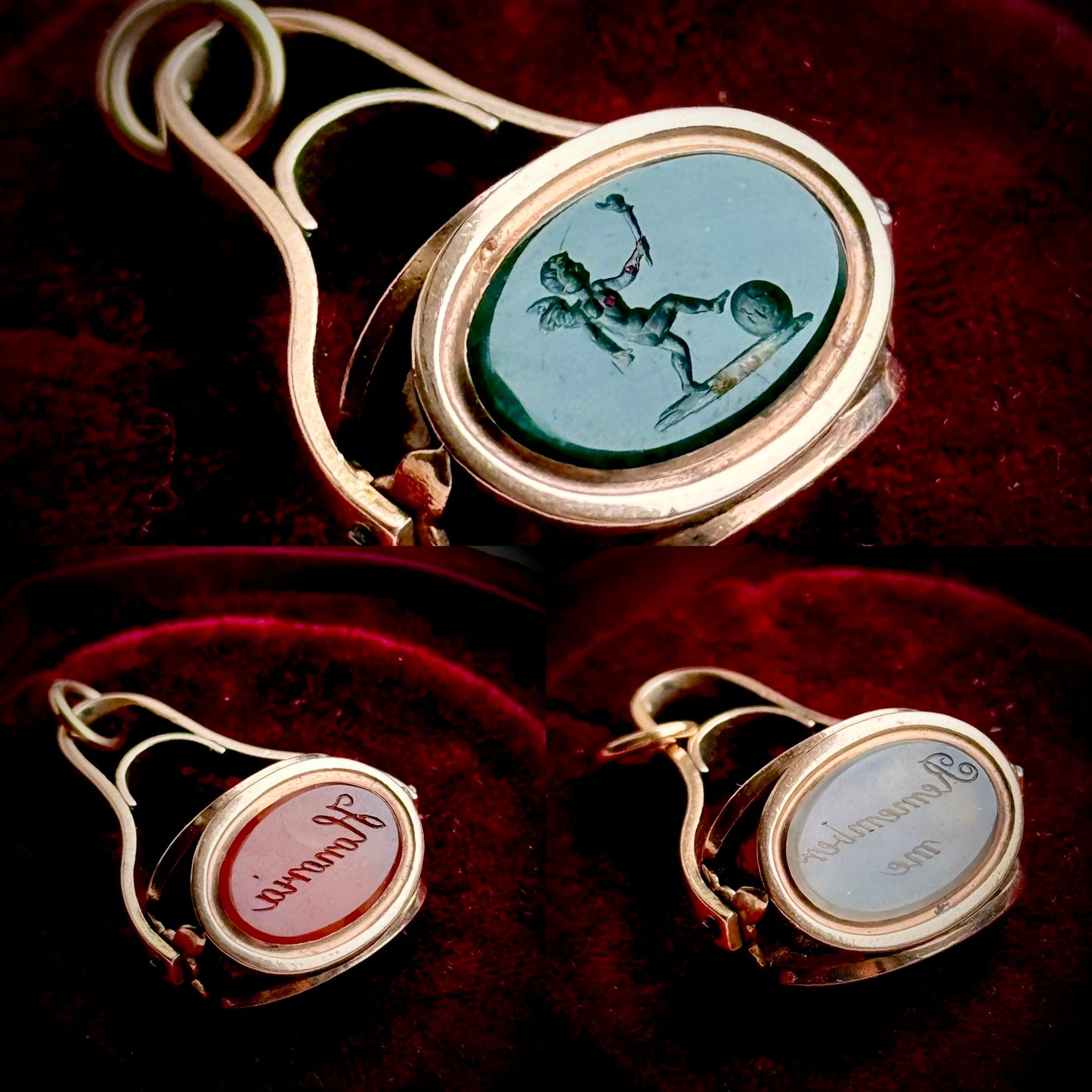 Antique Georgian Sentimental Intaglio Spinning Fob Pendant