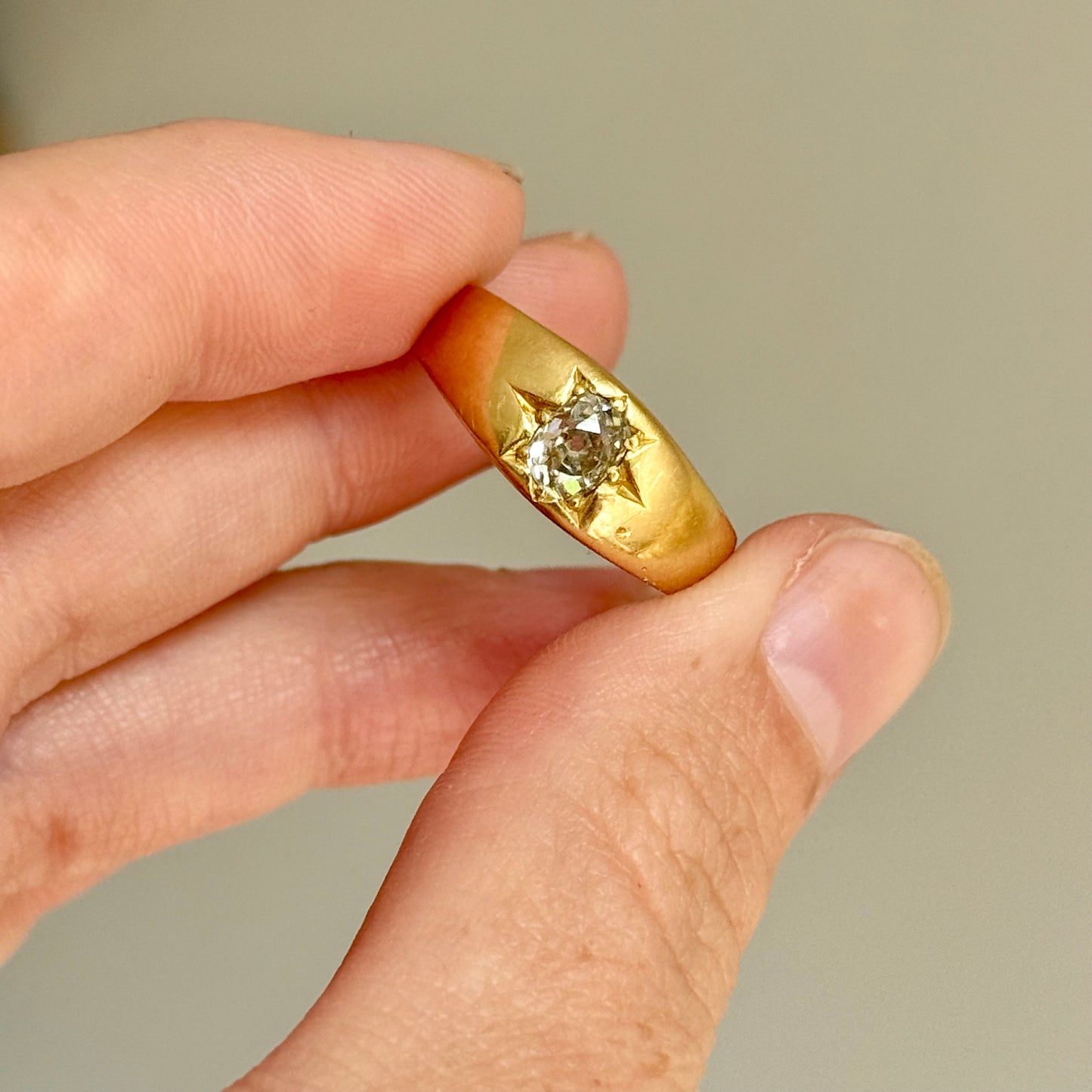 Victorian Oval Old Cut Ring in 18 Carat Gold; Circa 1880