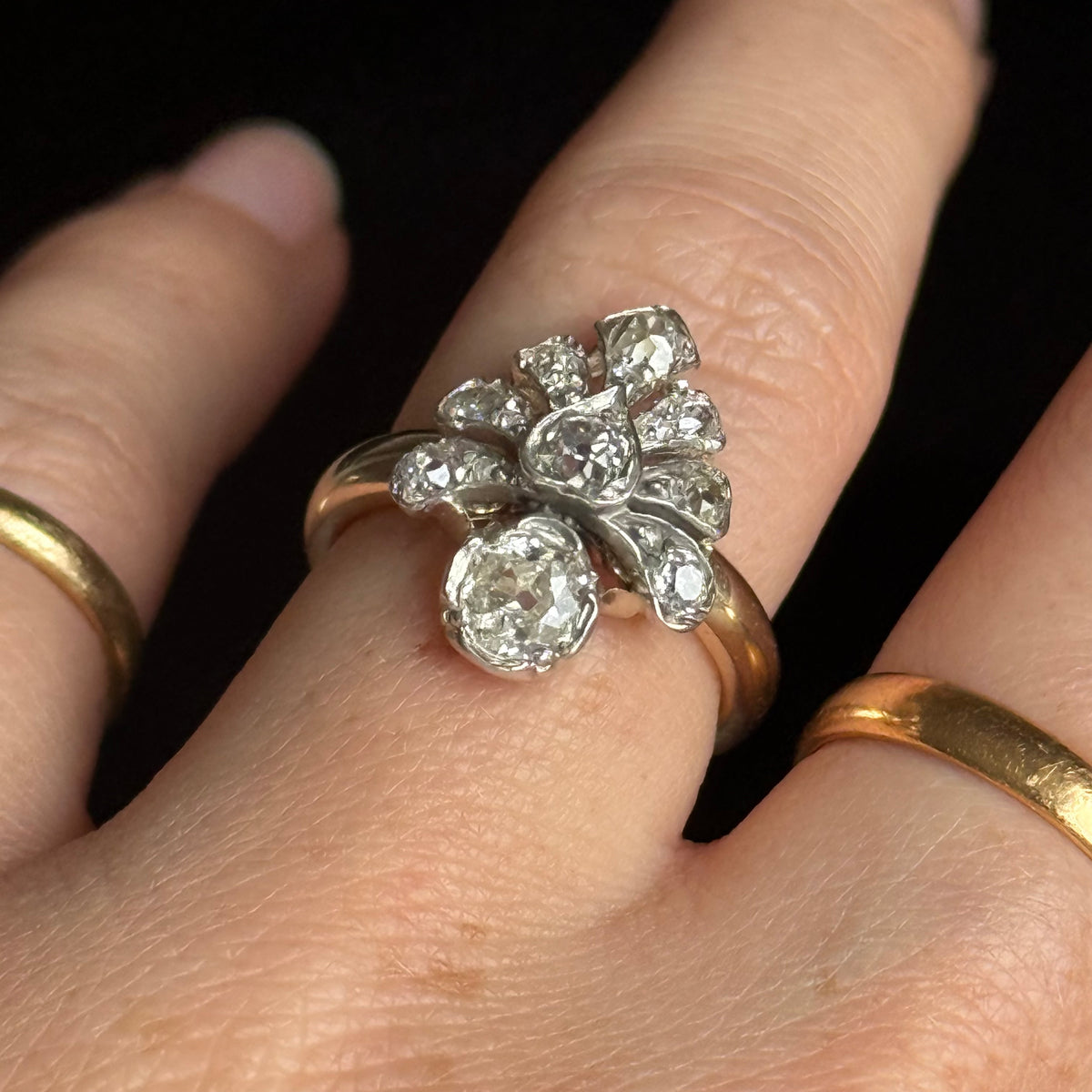 Antique Edwardian Diamond Cluster Ring in 9 Carat Gold; circa 1900