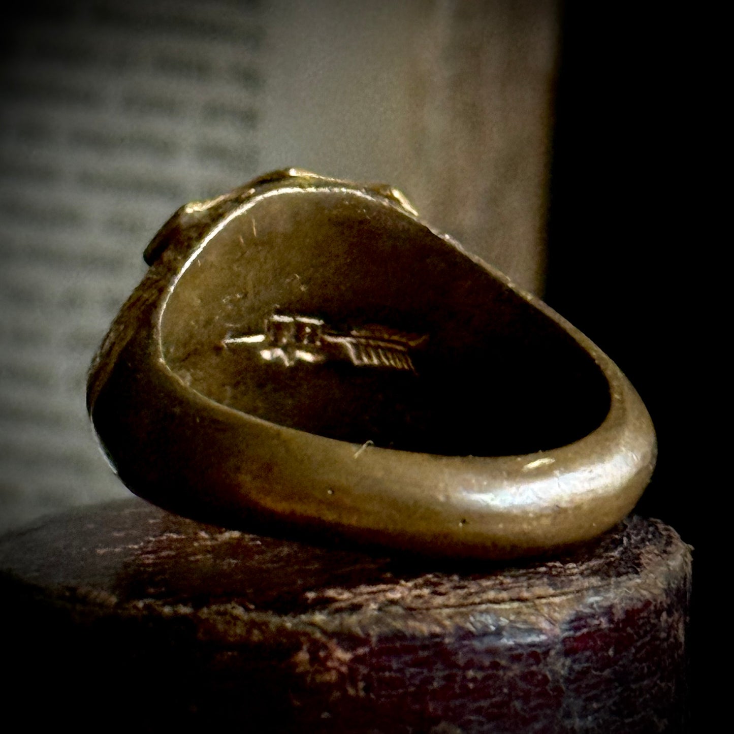 Victorian Heavy Nautical Ship Intaglio Signet ring; Circa 1885
