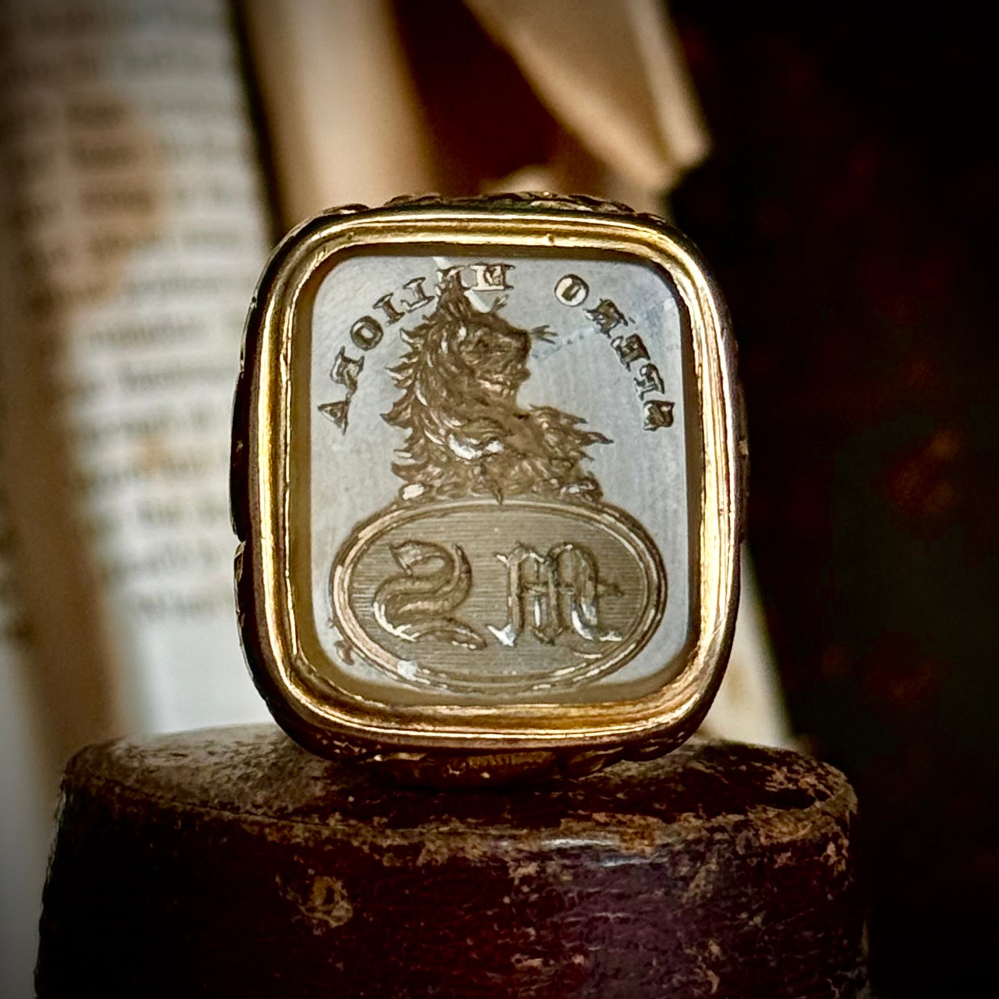 Victorian "I hope for better things" Intaglio Lion Fob Pendant