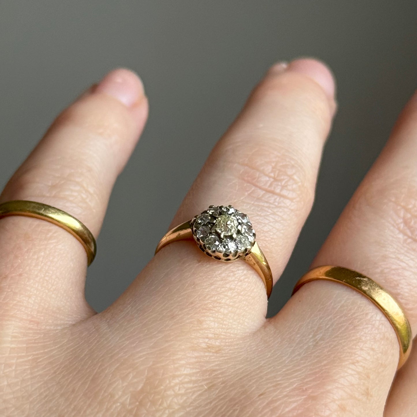 Antique Victorian Diamond Cluster Ring in 18 Carat Gold; Circa 1880