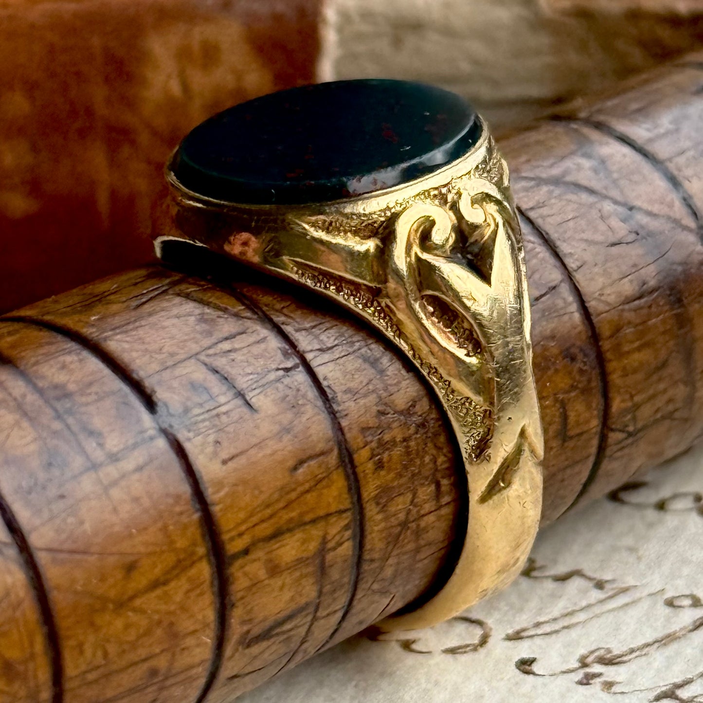 Victorian Bloodstone Signet Ring in 18 Carat Gold; Circa 1880