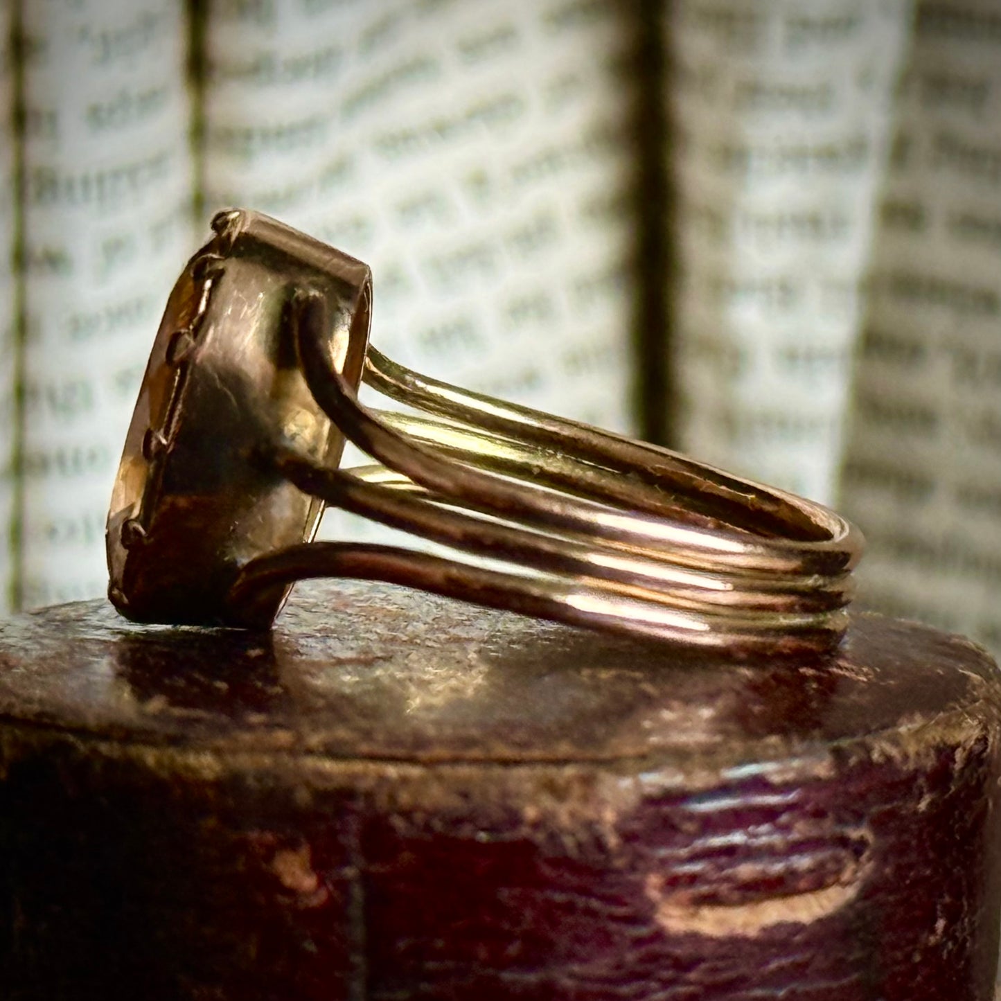 Victorian Oval Citrine Ring in 9 Carat Gold; Circa 1850