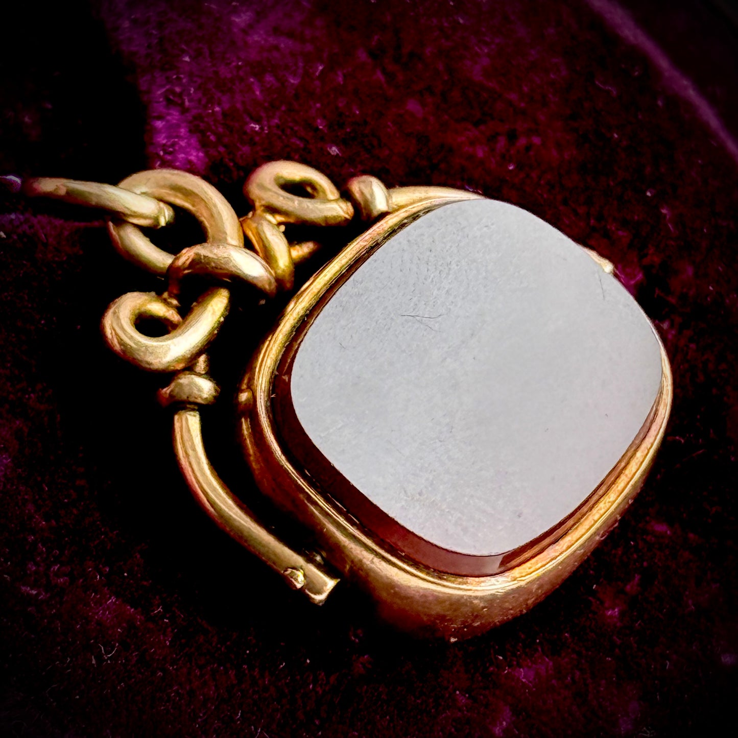 Antique Bloodstone Intaglio Fob in 9 Carat Gold; Circa 1904