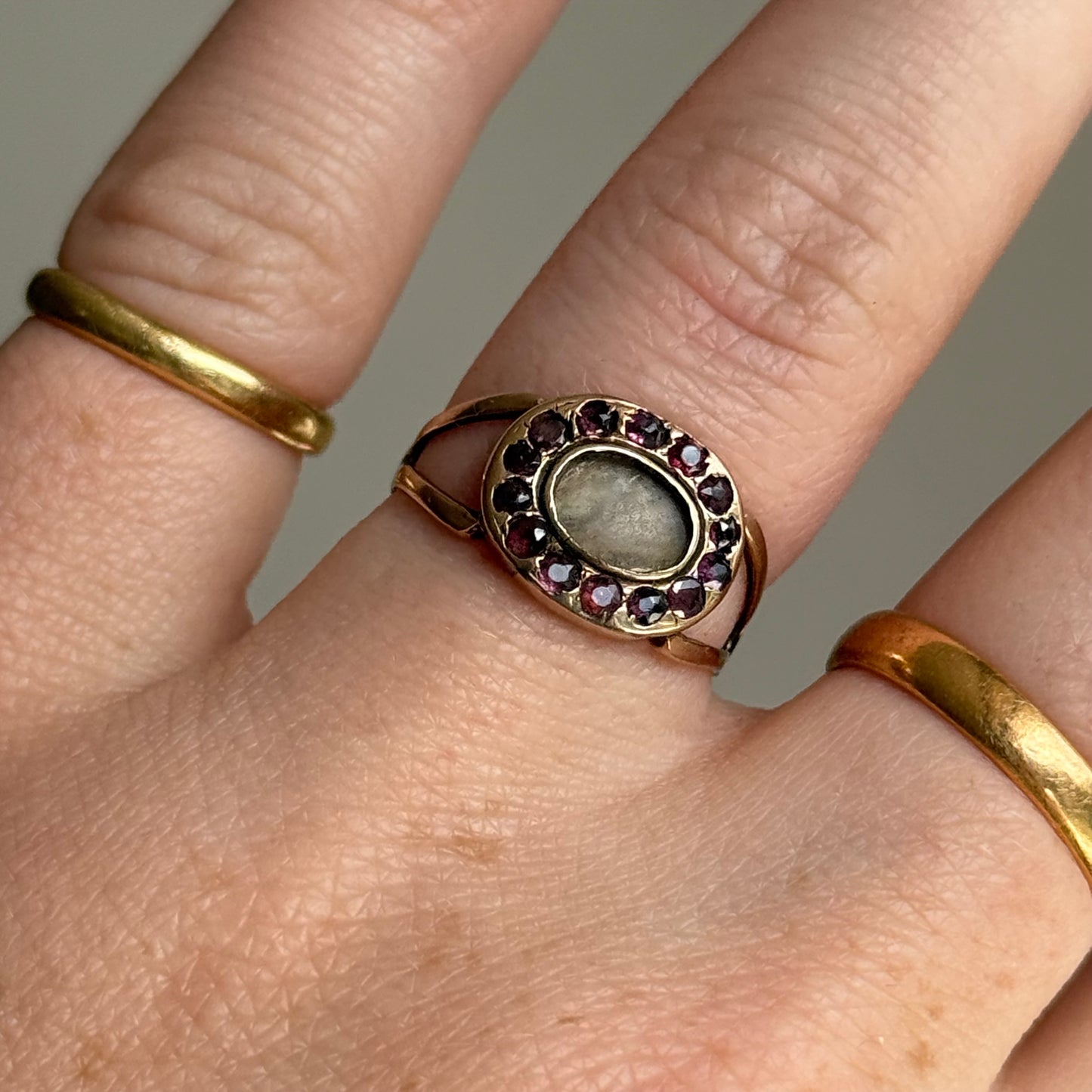 Antique Victorian Almandine Garnet Mourning Ring