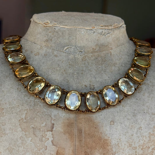 Antique Victorian Graduated Citrine Collet Necklace