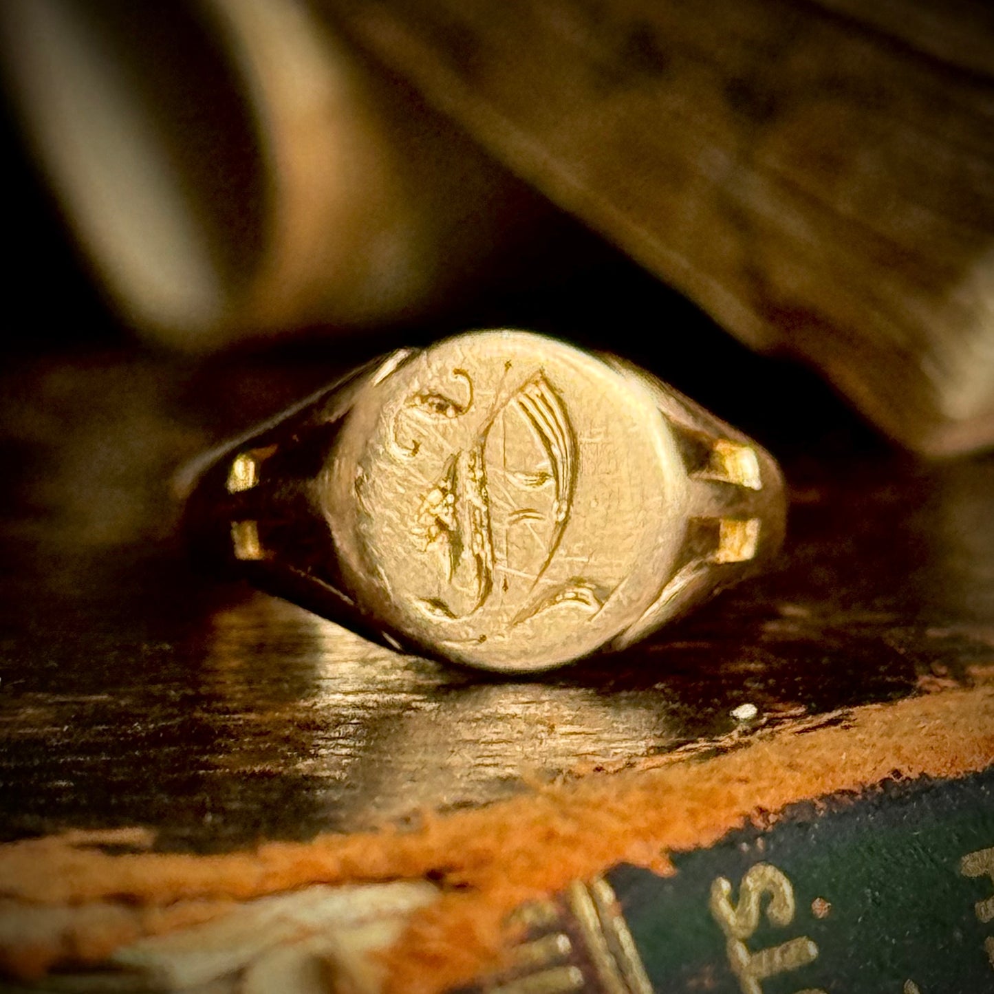 Antique 'N' Signet Ring in 18 Carat Gold; Circa 1890
