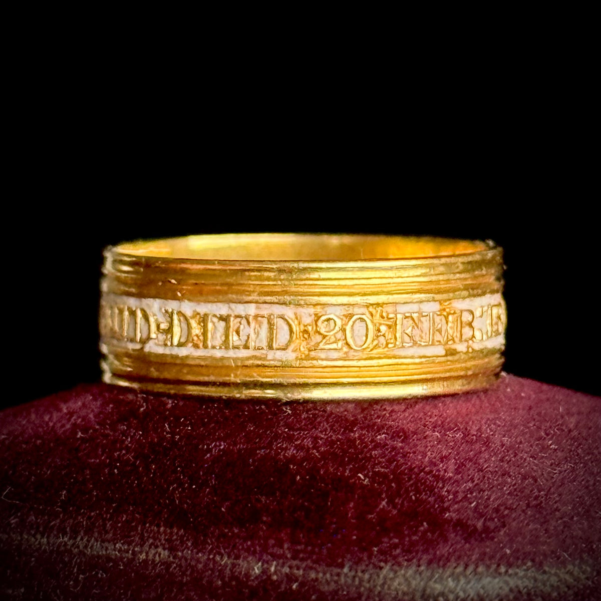 Antique Georgian Mourning Ring 22 Carat Gold; Circa 1805